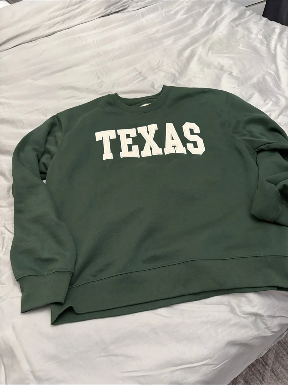 Dark Green Crewneck Sweatshirt with TEXAS Lettering